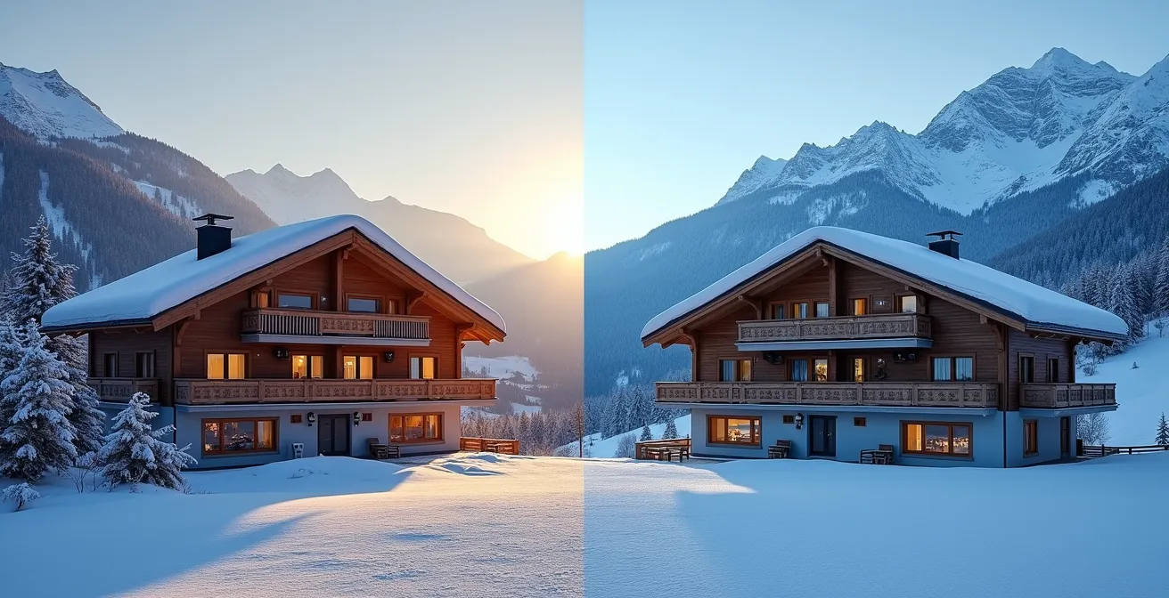 Calendrier visuel montrant l'évolution des prix dans les stations de ski entre Noël et Nouvel An