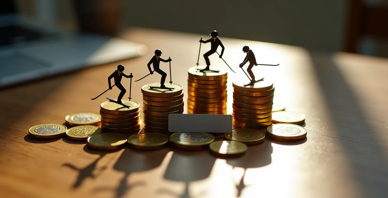 Schéma circulaire illustrant la répartition économique d'un forfait de ski entre les différents acteurs locaux