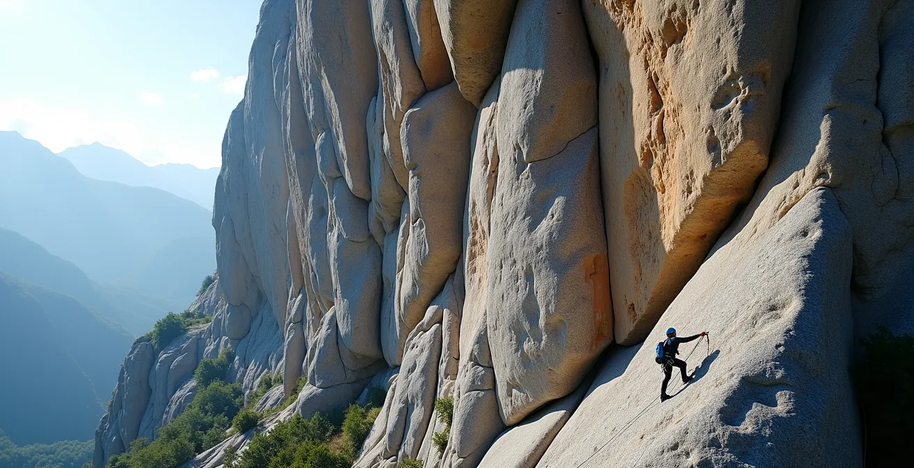 Vue comparative de différents niveaux de difficulté en via ferrata dans les Alpes françaises