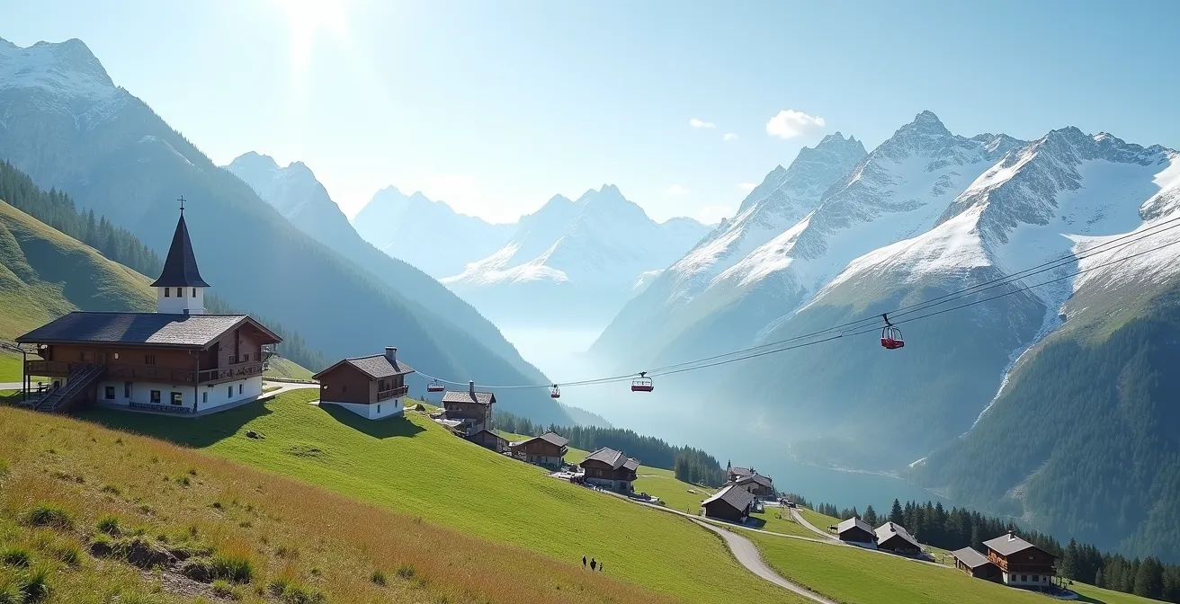 Contraste entre village de charme en vallée et station d'altitude pour les vacances de Pâques
